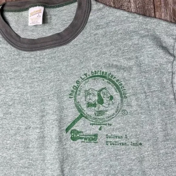 Vintage Single Stitch 1970s/80s UGLY Bartender Election T Shirt Single Stitch - Picture 3 of 7